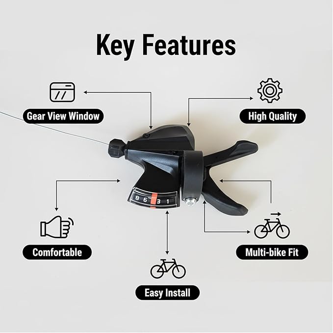 Right 8 Speed Thumb Gear Lever with Optical Display, Handlebar Index Shifting Control for Mountain City Commuter Bicycle