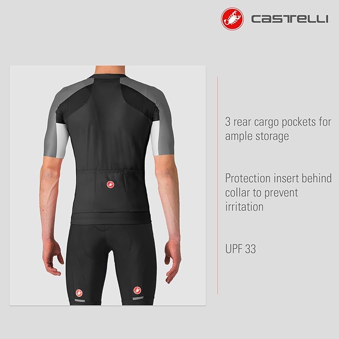 CASTELLI Men’s Entrata 6 Jersey, UPF Sun Protection, Quarter Length Sleeve Jersey for Road Cycling & Gravel Biking & Racing
