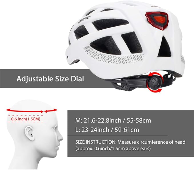 Adult-Men-Women Bike Helmet with Light - Mountain Road Bicycle Helmet with Replacement Pads & Detachable Visor