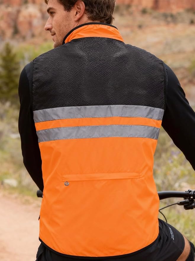 WOSAWE Men's High Visibility Cycling Wind Jacket Water Resistance Reflective Windbreaker