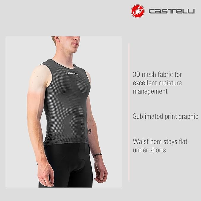 CASTELLI Men’s Pro Mesh 2.0 Sleeveless Jersey, Breathable Cycling Mesh Base Layer for Road, Gravel Biking & Racing