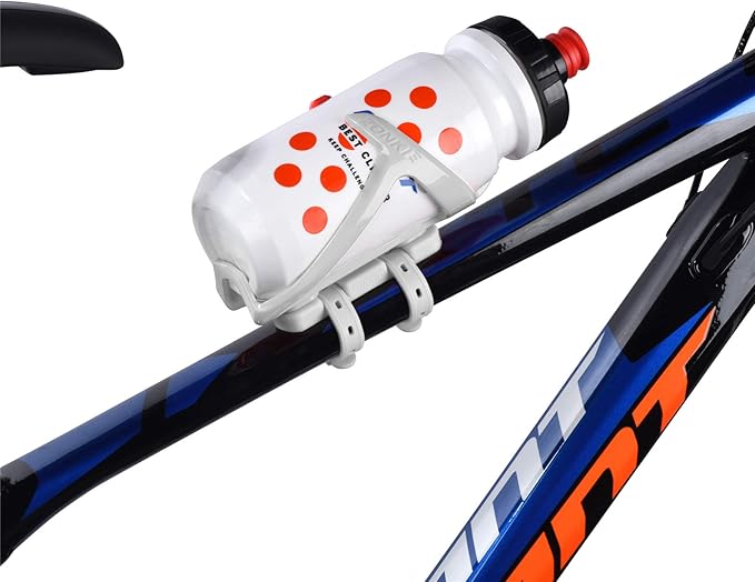 Bicycle Bottle Cages, Plastic Bike Bottle Holder with Cage Mounting Base (White)