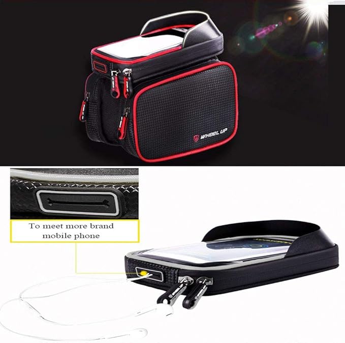 Bike Frame Bag, Bicycle Phone Mount, Waterproof Cycling Front Top Tube Pouch Pannier Bike Phone Holder Stand Cycle Crossbar Storage Bags for iPhone 16 15 14 13 Pro Max Samsung Smartphone up to 6.7''