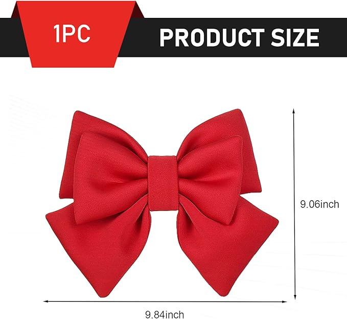 Motorcycle Helmet Decoration, Removable Oversized Bow Helmet Accessories, Self-Adhesive Cute Fashion Ornament, Universal Ski Bike Motorcycle Hat Modification Patche (Red)