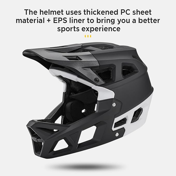 Lixada Adult Bike Helmet, Full Face Mountain Bike Helmet Lightweight Bicycle Helmet with Pads & Visor, Comfort Cycling Helmet Racing Downhill MTB Helmet for Men Women