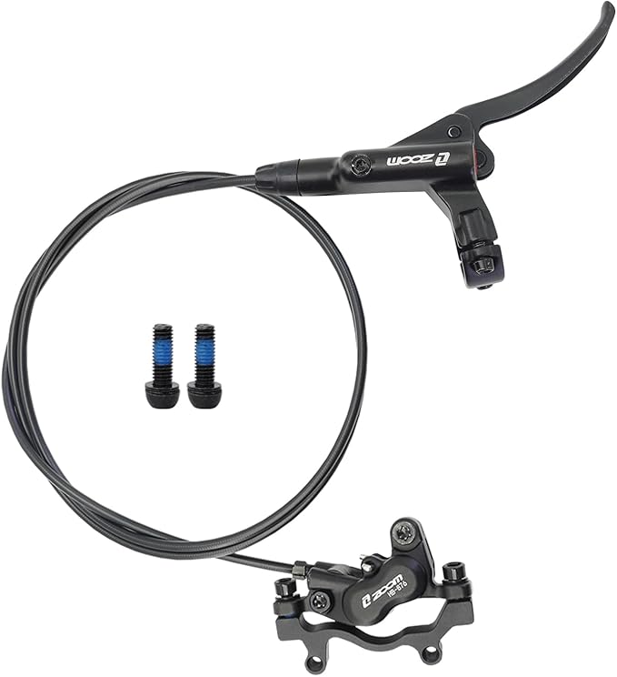 Zoom HB876 Hydraulic Disc Brakes Set, Black, Mountain Bike Right Rear 1400mm, Adapter Fit EBike Fat Bike Bicycle for Mountain Bike, Road Bike