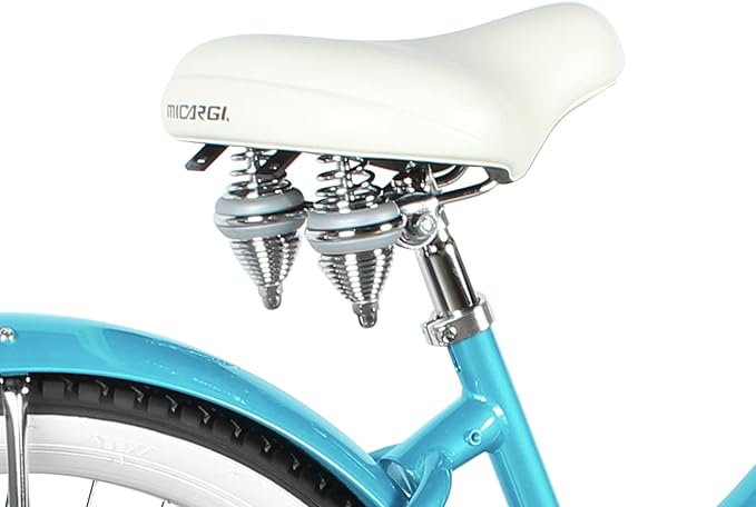 MICARGI 24/26 Inch Adult Cruiser Bicycle Hybrid Bike 1/7 Speeds Commuter Bike for Women, Men, Seniors,Step-Through or Step-Over Bike Steel Frame Multi Colors Style