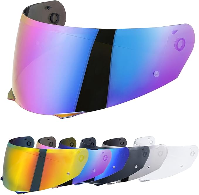 VCOROS I90 Helmet Shield Replacement, I90 Helmet Visor Shield Compatible with HJ-33 I91 Motorcycle Helmet Accessories (Rainbow)