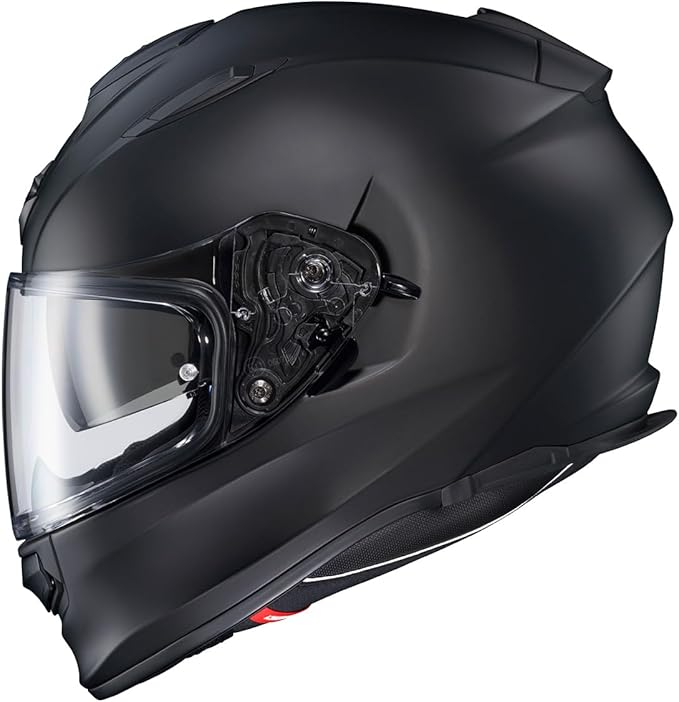 ScorpionEXO Ryzer Full Face Motorcycle Helmet with Pinlock Ready Shield with Integrated Speaker Pockets DOT ECE Approved Solid (Matte Black - X-Large)