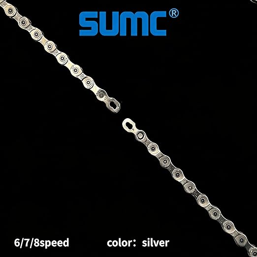 Bike Chain, High Tensile Strength Bicycle Chain for Road/MTB Bike 6/7/8 Speed - Quick Buckle - 116 Links - Dark Silver