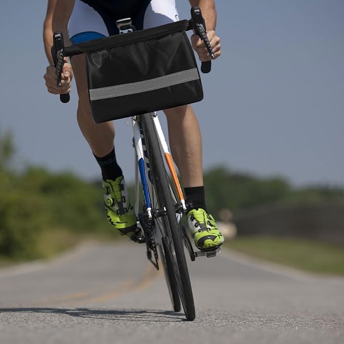 BESTonZON Bike Handlebar Bag and Front Frame Bag Black, Waterproof Cycling Pouch with Multiple Compartments for Road and Foldable Bikes, Convenient Storage for Commuting and Outdoor Riding
