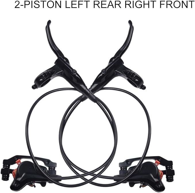 Hydraulic Disc Brake, Bike Brake Hydraulic Disc Oil Brakes With Lever Set Pre-Filled With 2 for Rotor for Mountain Bike X-C Trail, e-Bike, Fat Bike(left rear right front)