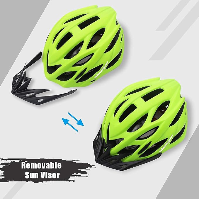 Bike Helmet Men Women, Shinmax Bicycle Helmet with Rear Light and Detachable Visor