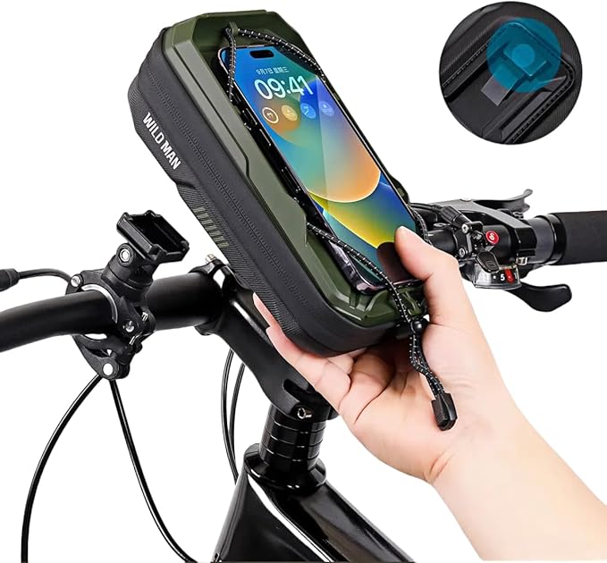 WILD MAN Bike Handlebar Bag Bicycle Bags for Cycling Bike Front Pouch Bag Phone Holder Mount Compatible with Phones Under 6.8”(GX330,Yellow)