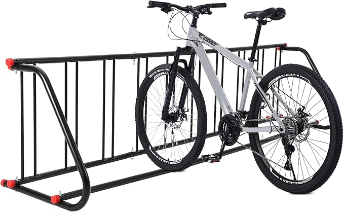 Sigle-Side 10-Bike Commercial Bike Rack Outdoor, 5-Bike Heavy Duty Steel Grid Floor Rack, Freestanding Parking Stand for Outdoor, Garage, School, Store, University, Yard & Public Spaces