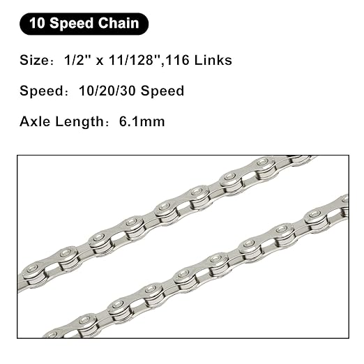 Murtenze 10 Speed Bike Chain 1/2 x 11/128 Inch 116 Links Bike Chain for Road Mountain Racing Cycling/Bikers