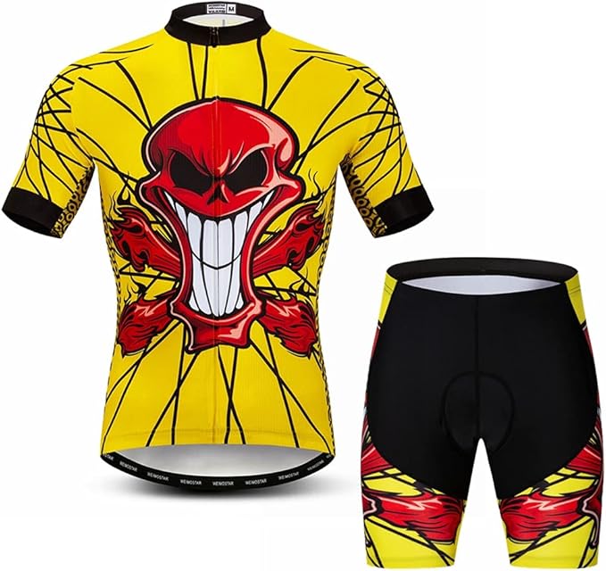 Hotlion Men's Cycling Jersey Sets Gel Pad Summer Bike Clothing Suit Breathable Bike Clothes with 3 Rear Pockets
