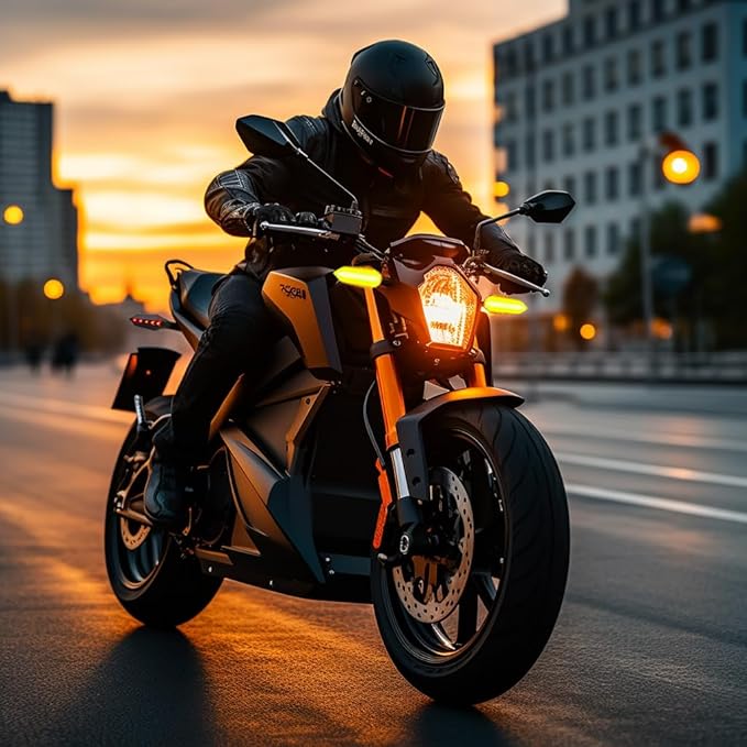 Motorcycle Led Turn Signal Lights Universal Front Rear DC 32v 48v 52v 60v Flowing Blinkers Flasher Indicator Light for Electric Motorcycles Motorbike Scooter Bicycle E-Bike (Amber/White, DC32V-DC60V)