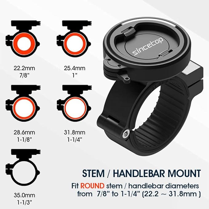 sincetop Bike Phone Mount, Secure Lock & Quick Release Bike Cell Phone Holder - Aluminum Stem/Handlebar Phone Mount for Bicycle/MTB/Scooter, Motorcycle Phone Holder for iPhone and 4"-7.3" Smartphones