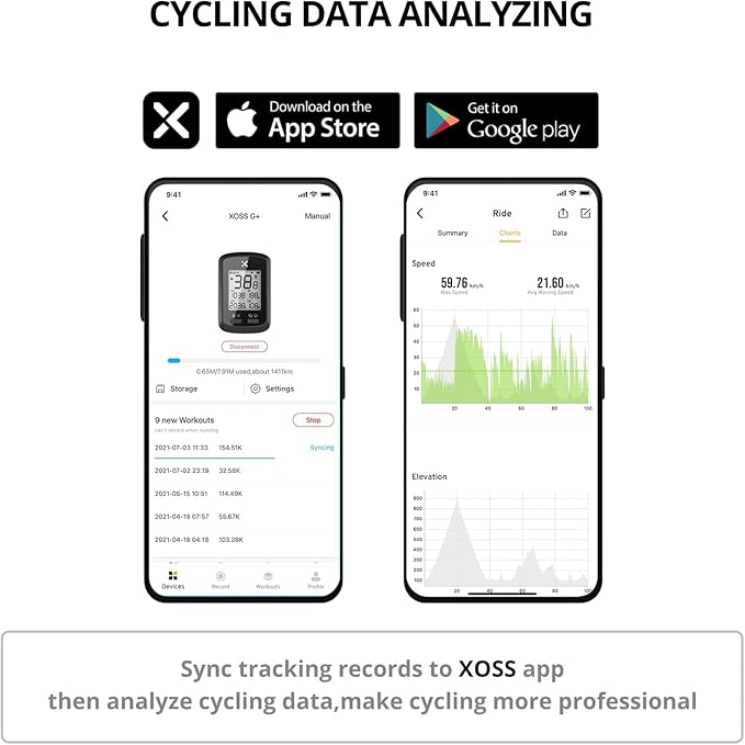 XOSS G+ GPS Bike Computer, Bluetooth ANT+ Cycling Computer, Wireless Bicycle Speedometer Odometer with LCD Display, Waterproof MTB Tracker Fits All Bikes Electric Bike (XOSS APP Support)