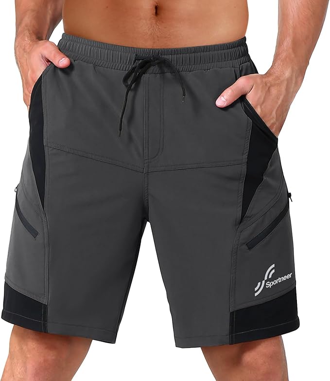 Sportneer Bike Shorts for Men: 3D Padded Lightweight Riding Biking Cycling Mountain Bike Shorts for Men with Zipper Pockets