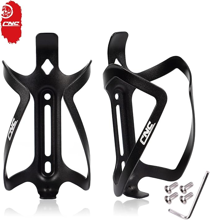 CNC Bike Water Bottle Holder, 2-Pack Bike Water Bottle Cage for Road Bike/Mountain Bike，Black