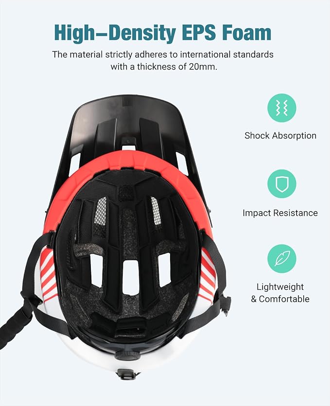 Favoto Adult Mountain Bike Helmet for Men & Women, Magnetic Buckle MTB Helmet with Removable Visor, Lightweight for Commuting & Off-Road Cycling