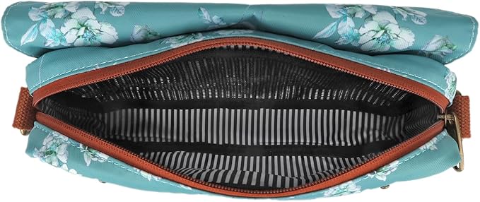 TOURBON Bike Bag Waxed Canvas Bicycle Handlebar Bag Zipper Closure Pouch Crossbar Front Frame Basket Cycling Saddebag Under Seat Strap-on Rear Rack Pannier (Blue with Flower)