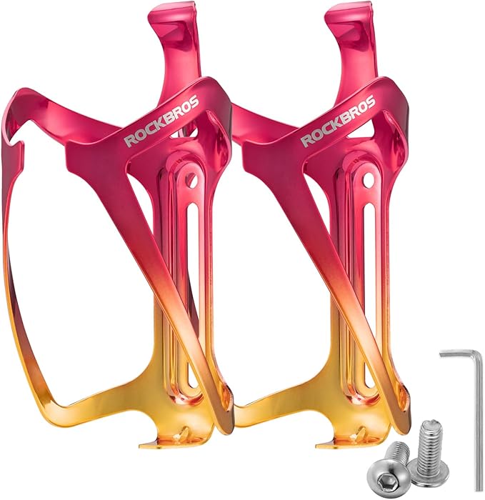 ROCKBROS Durable Aluminum Water Bottle Holder Bike Bottle Holder with Electroplating & Integrated Molding - Lightweight for Bicycle MTB, Road/Mountain Bikes