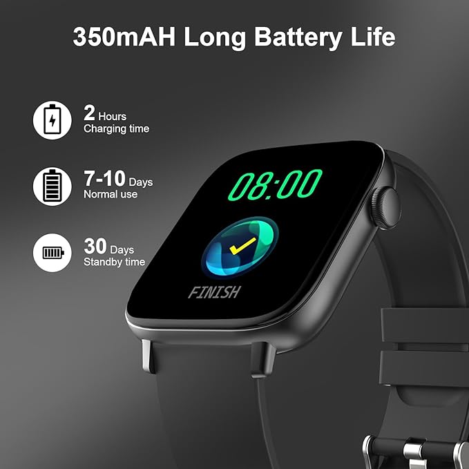 Smart Watch for Men - 1.90" HD Touch Screen Smartwatch, Bluetooth Call, Fitness Tracker with 120+ Sport Modes, Heart Rate & Sleep Monitor, IP68 Waterproof Smart Watches for Android & iPhone, Black