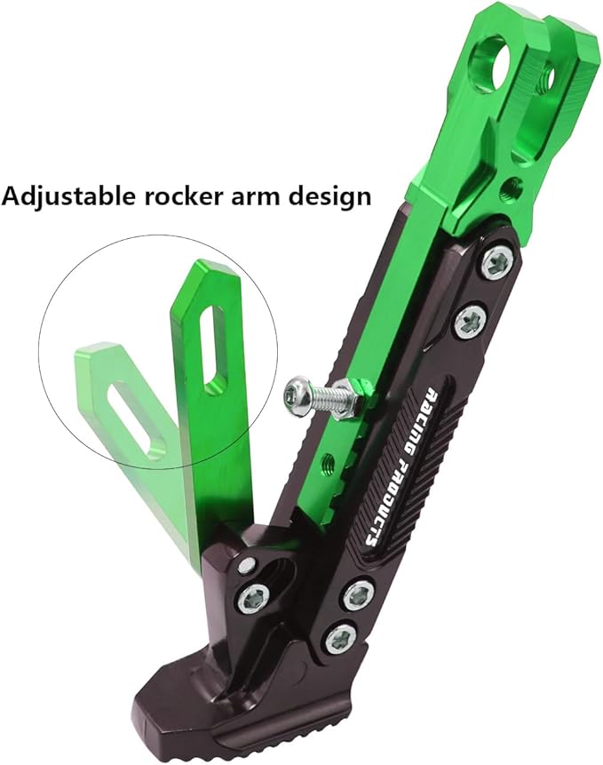 Universal Motorcycle Kickstand Adjustable Foot Side Support Parking Kickstand for Electric Motorbike Parking Foot Side Support Stand (Green)