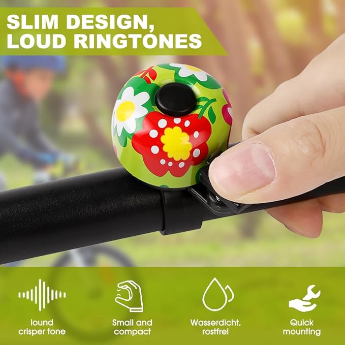 Kid Bike Bell - Bicycle Bell for Kids Boys Girls Adults | 120db Classic Mini Loud Bike Ring - Cool Bike Bell Design with Crisp Clear Sound for MTB,BMX,City Bike,Scooter -Kid Bike Accessories