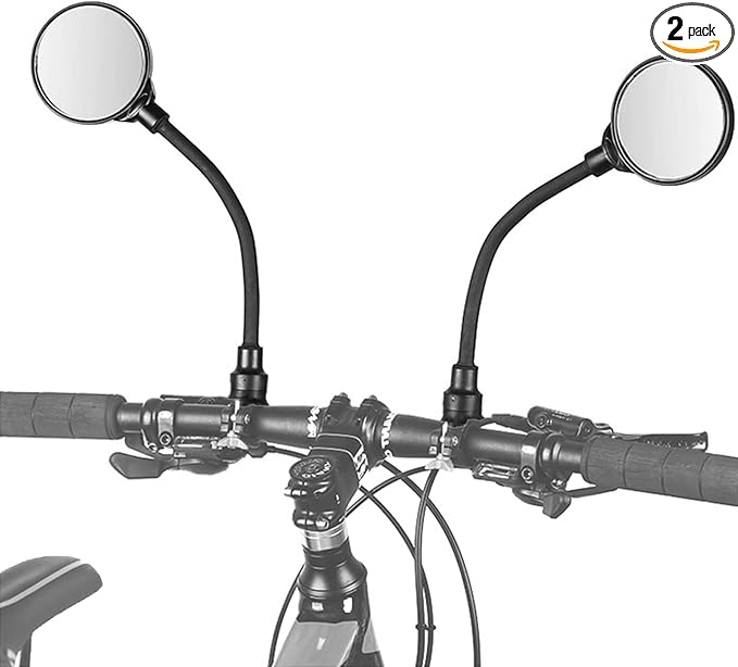 Bike Mirrors Handlebar Rearview Mirror 2 Pack, 360° Adjustable Bike Handle Mirror Bar End, Cycling Rear View Mirrors, HD Acrylic Convex Lens for Bicycle, Electric Bike End Mount (2 Pack)