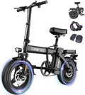 Tomofree 750W Folding Electric Bike, 48V 20AH Removable Battery, 20-25MPH, 14''x 2.1'' Tire, 25-35miles PAS, Front/Full Suspension, 200lbs Load Ebike for Adult, Adult Electric Bicycles for Commute