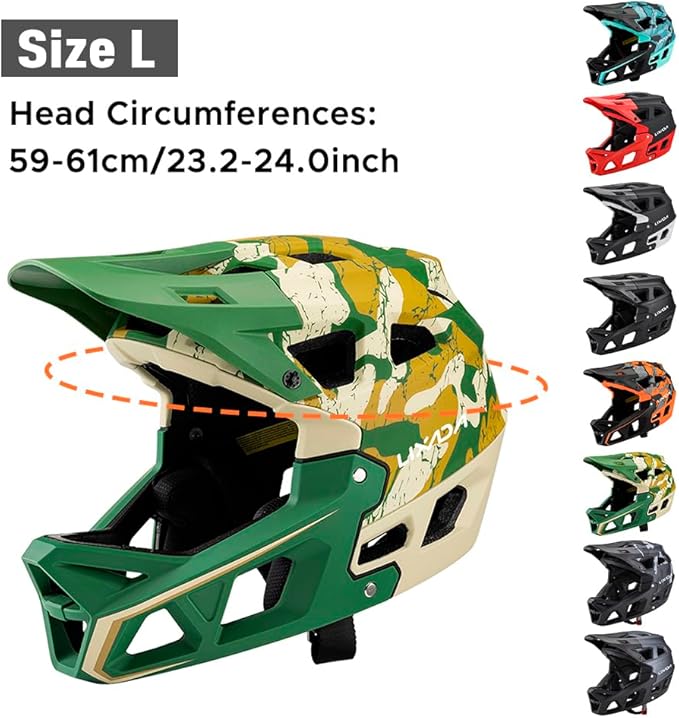 Lixada Adult Bike Helmet, Full Face Mountain Bike Helmet Lightweight Bicycle Helmet with Pads & Visor, Comfort Cycling Helmet Racing Downhill MTB Helmet for Men Women