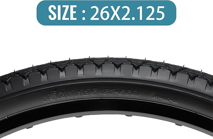 Hycline 26x2.125 Cruiser Bike Tires Set: 2-Pack 26-inch Premium Butyl Rubber High-Performance Folding Replacement Bicycle Tires for Beach Cruiser and Urban Commuting Bicycle