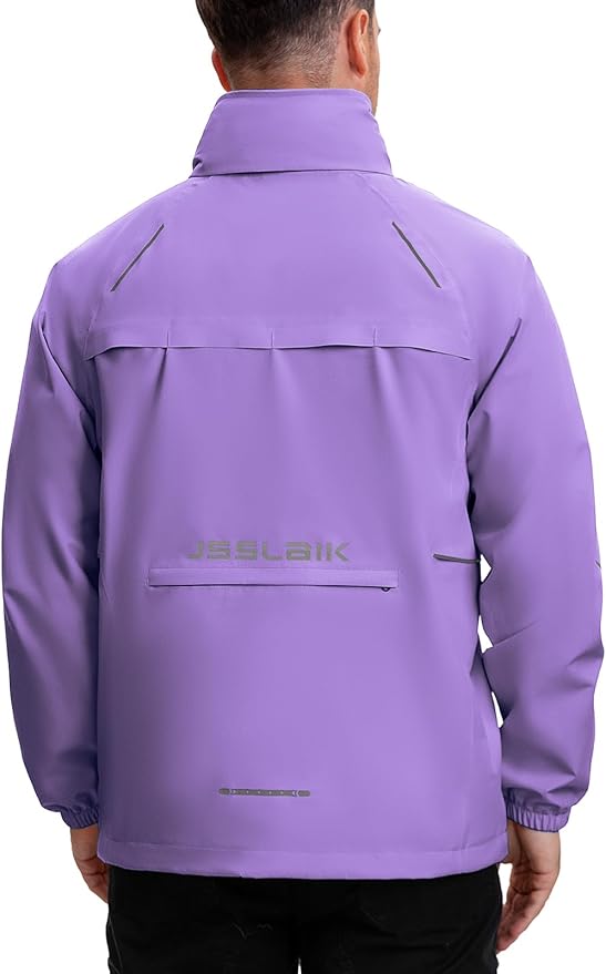 Men's Rain Jacket Waterproof Windproof Breathable for Hiking Cycling Commuting with Hood & Pockets