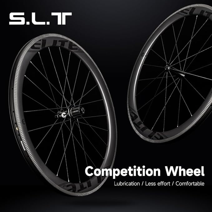 ELITEWHEELS SLT Carbon Fiber Road Bike Wheels 700C Ceramic Bearing Hub Tubeless Compatible Clincher Wheelset Pillar 1423 Spoke