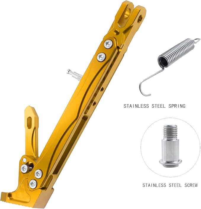 Universal Motorcycle Kickstand Adjustable Foot Side Support Parking Kickstand for Electric Motorbike Parking Foot Side Support Stand (Gold-260-300)