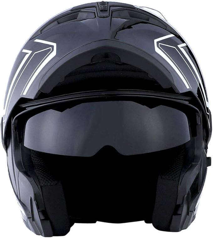 1Storm Motorcycle Modular Full Face Helmet Flip up Dual Visor Sun Shield: HB89 Arrow White