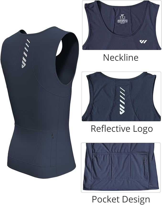Lo.gas Sleeveless Cycling Jersey Men, Biking Base Layer Breathable and Lightweight with Back Pocket Sports Vest