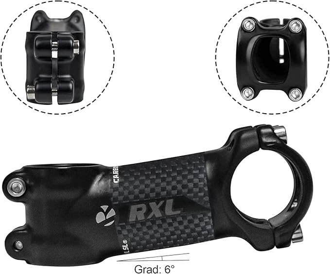RXL SL MTB Bike Stem 1-1/4"Carbon Fiber+Aluminum Alloy Road Bike Carbon Handlebar Stem 6 Degree Mountain Bike for Cycling 60mm,70mm,80mm,90mm,100mm,110mm,120mm Bicycle Part