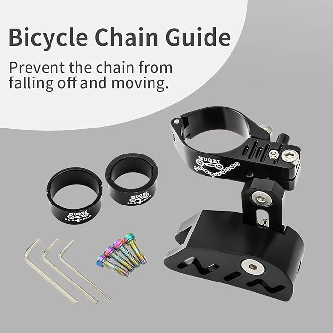 MUQZI Chain Guide, Aluminum Alloy Bike Chain Guide Mountain Bike Chain Deflectors Adjustable MTB Cycle Single Crankset Bicycle Chain Protector