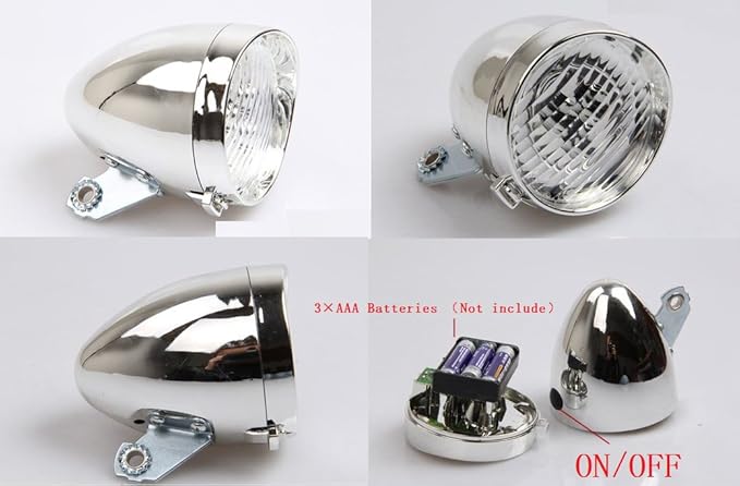BlueSunshine Vintage Retro Bicycle Bike Front Light Lamp 3 LED Headlight with Bracket