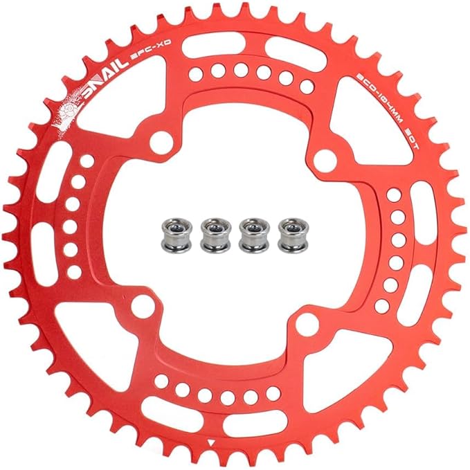 FOMTOR 104 BCD Chainring (30-52T) 7-12 Speed Compatible CNC 7075 Aluminum Narrow Wide Tooth Round Oval Chainrings for MTB/Road Bike Ebike Chainwheel Black/Red