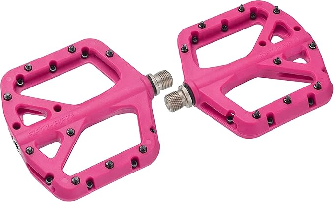 FIFTY-FIFTY Mountain Bike Pedals, Non-Slip MTB Nylon Composite, 9/16" Bicycle Pedals, Lightweight and Wide Flat Platform