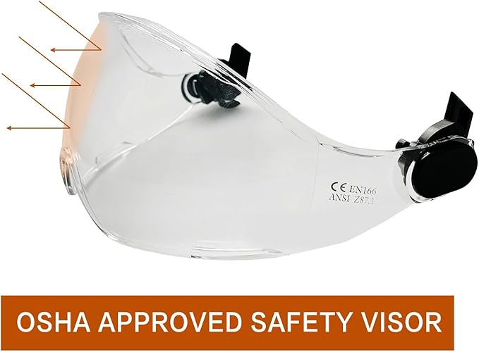Safety Hard Hat Visor - ANSI Z87 Face Protection, Replacement Hard Hat Visor Attachment for Construction Helmets, Eye Protector, Universal Hard Hat Accessories