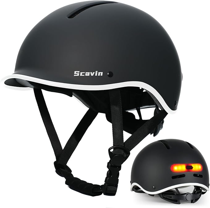 Bike Helmet for Adults with Rechargeable Rear Light, Adjustable Cycling Helmet for Men Women Youth - Safety Certified for Bicycle, Skateboard, Road Bike & Commuting