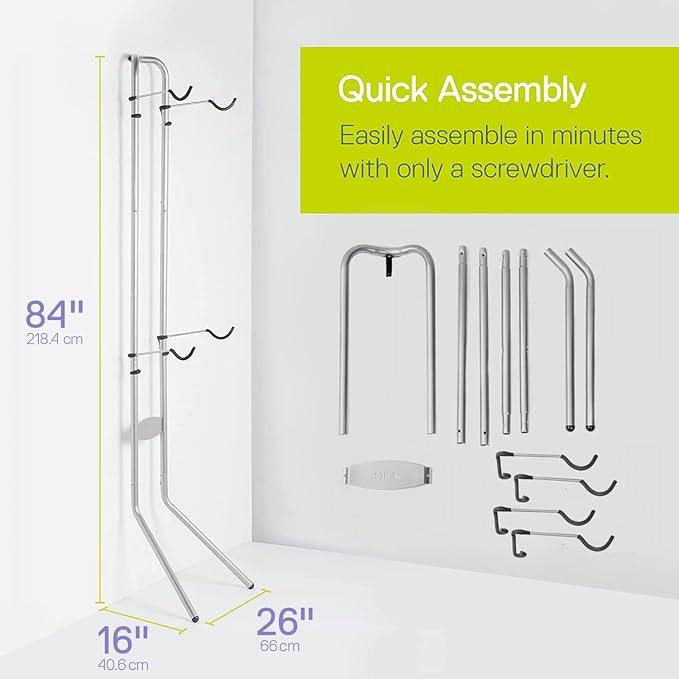 Delta Cycle Michelangelo 2 Bike Storage Rack - Gravity Fully Adjustable Bike Storage Garage For Road, MTB, and Hybrid Bicycles - Vertical Bike Rack Holds Up To 80 lbs