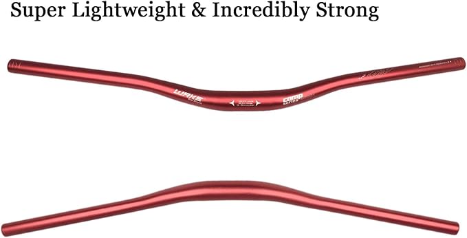 Wake 31.8mm MTB Mountain Bike Handlebar, Aluminum Alloy Mountain Bike Bicycle Riser Handlebar Extra Long 720/780mm with Paint Matte Surface (Red, 720mm)